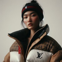 a model wearing a louis vuitton jacket