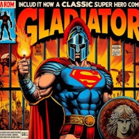 gladiator comic book cover with a spartan holding a sword