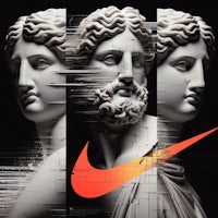 nike ad featuring three statues of ancient greek gods