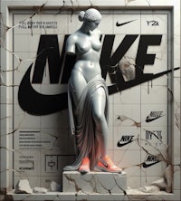 an advertisement for nike with a statue of a woman